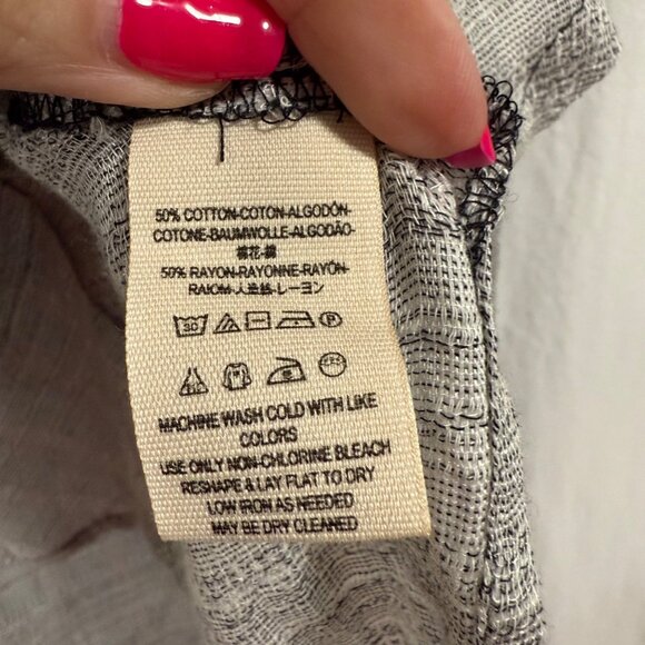 Free People Headed to the Highlands Button Up Gray Black Gauze‎ Style Top Size S - Picture 6 of 11